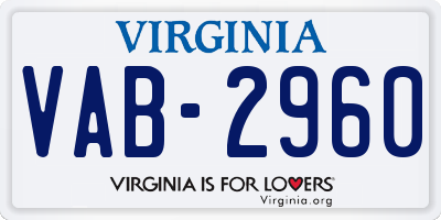VA license plate VAB2960