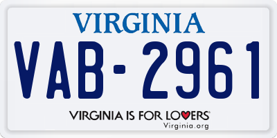 VA license plate VAB2961