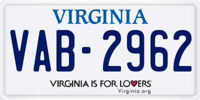 VA license plate VAB2962