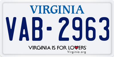 VA license plate VAB2963