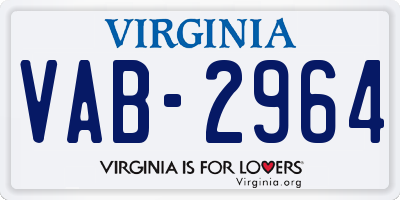 VA license plate VAB2964