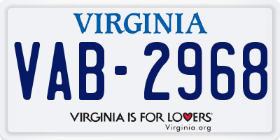 VA license plate VAB2968