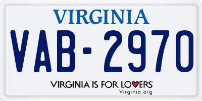 VA license plate VAB2970