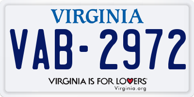 VA license plate VAB2972