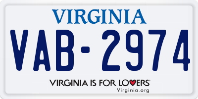 VA license plate VAB2974