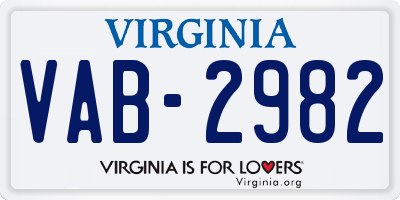 VA license plate VAB2982