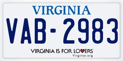 VA license plate VAB2983