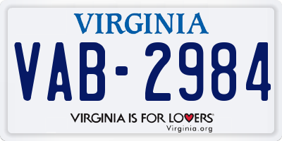VA license plate VAB2984
