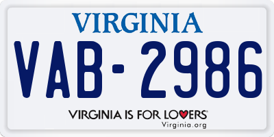 VA license plate VAB2986