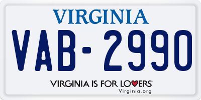 VA license plate VAB2990