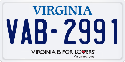 VA license plate VAB2991