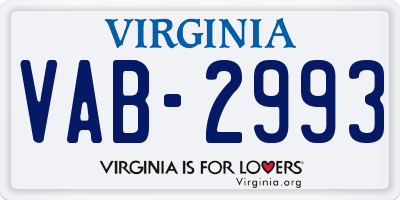 VA license plate VAB2993
