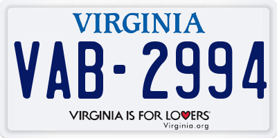 VA license plate VAB2994