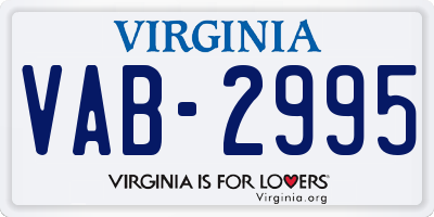 VA license plate VAB2995