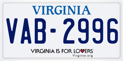 VA license plate VAB2996