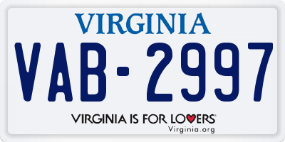 VA license plate VAB2997