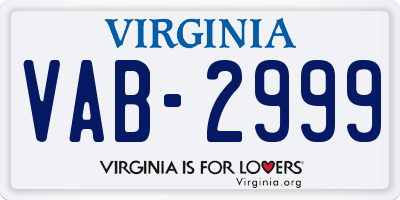 VA license plate VAB2999