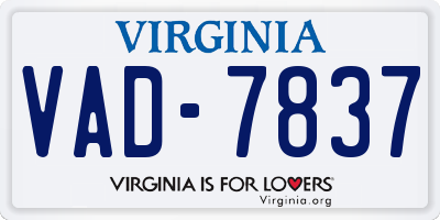 VA license plate VAD7837