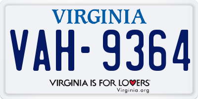 VA license plate VAH9364