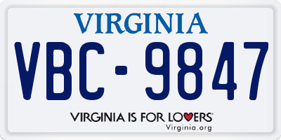 VA license plate VBC9847