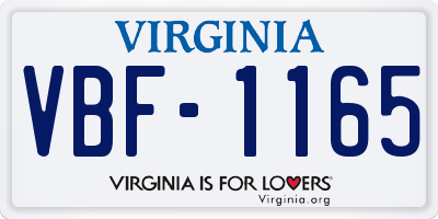 VA license plate VBF1165