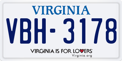 VA license plate VBH3178