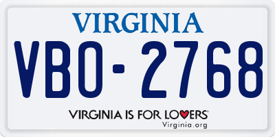 VA license plate VBO2768