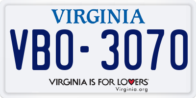 VA license plate VBO3070