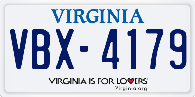 VA license plate VBX4179