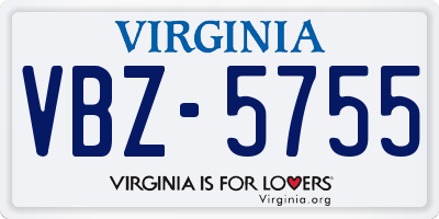 VA license plate VBZ5755