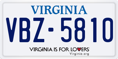 VA license plate VBZ5810