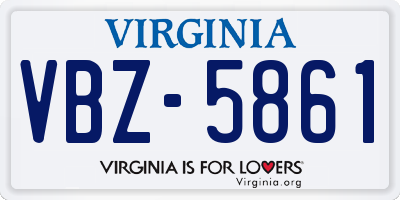 VA license plate VBZ5861