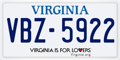 VA license plate VBZ5922