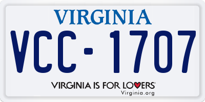 VA license plate VCC1707