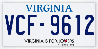 VA license plate VCF9612