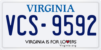 VA license plate VCS9592
