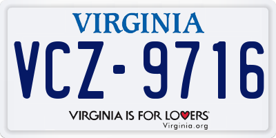 VA license plate VCZ9716