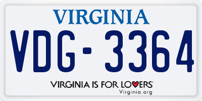 VA license plate VDG3364