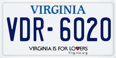 VA license plate VDR6020