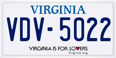 VA license plate VDV5022