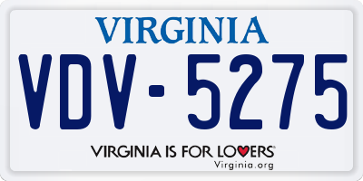 VA license plate VDV5275