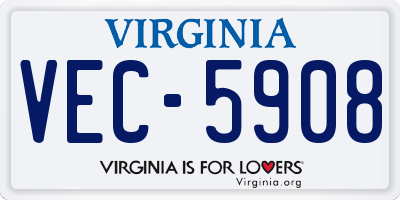 VA license plate VEC5908