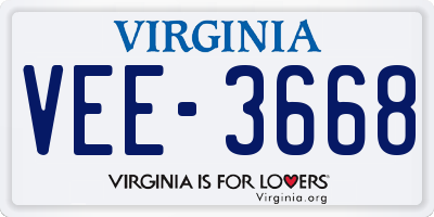 VA license plate VEE3668