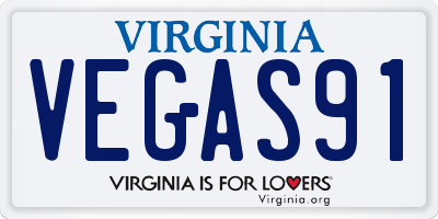 VA license plate VEGAS91