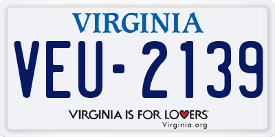 VA license plate VEU2139