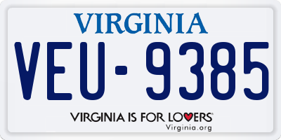 VA license plate VEU9385