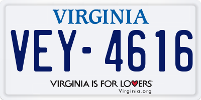 VA license plate VEY4616