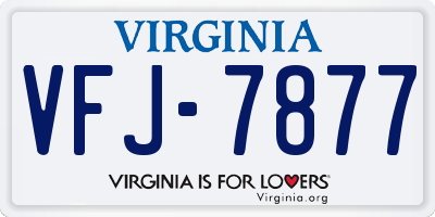 VA license plate VFJ7877