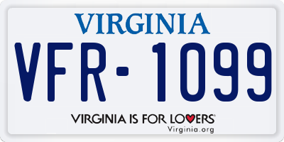 VA license plate VFR1099