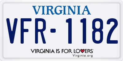 VA license plate VFR1182